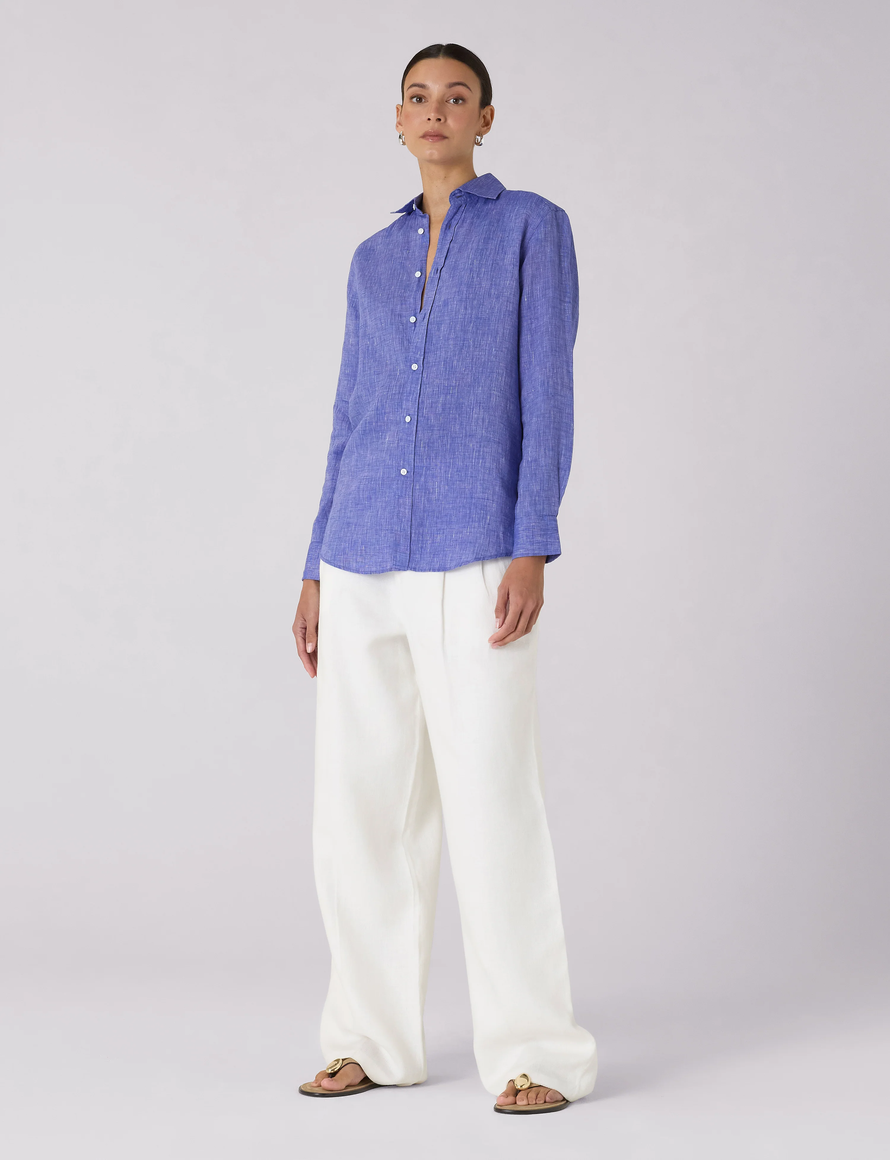 The Boyfriend: Linen, Lapis Blue - With Nothing Underneath