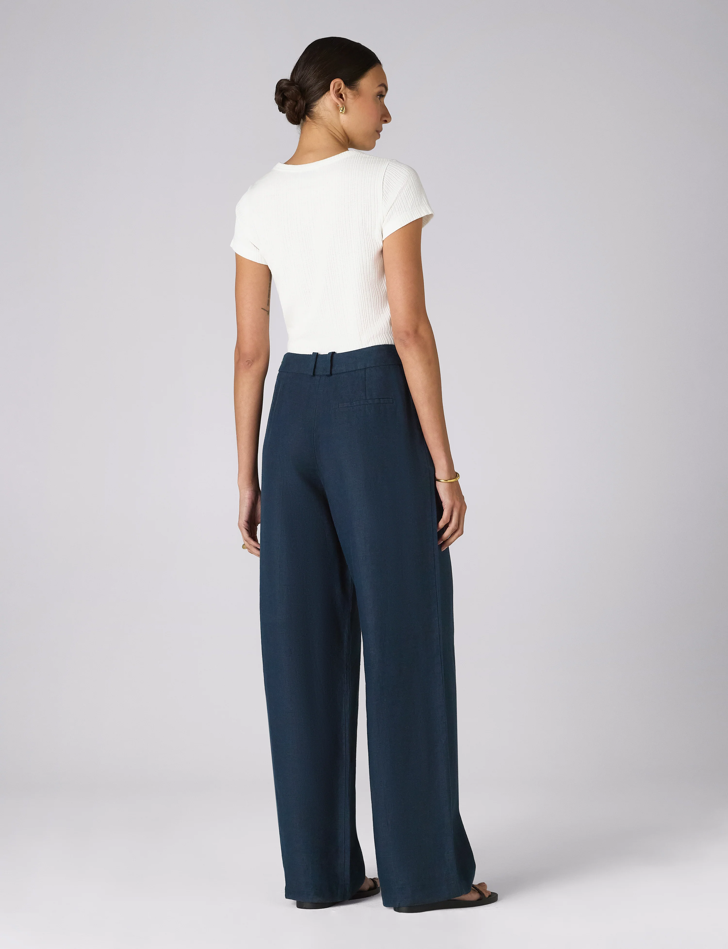 Rampling Trouser: Linen, Navy - With Nothing Underneath