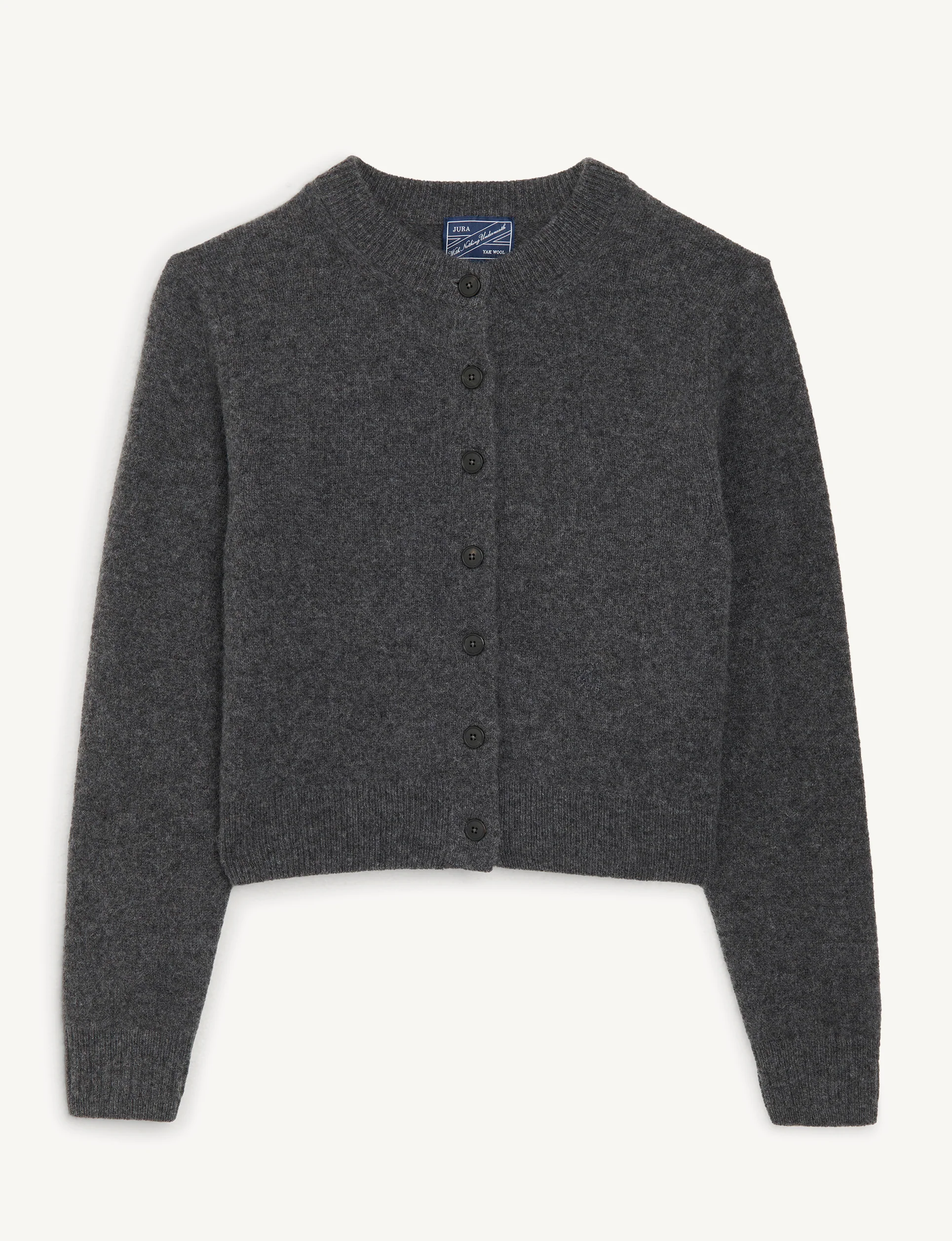 Jura Cardigan: Yak Wool, Dark Grey Melange - With Nothing Underneath