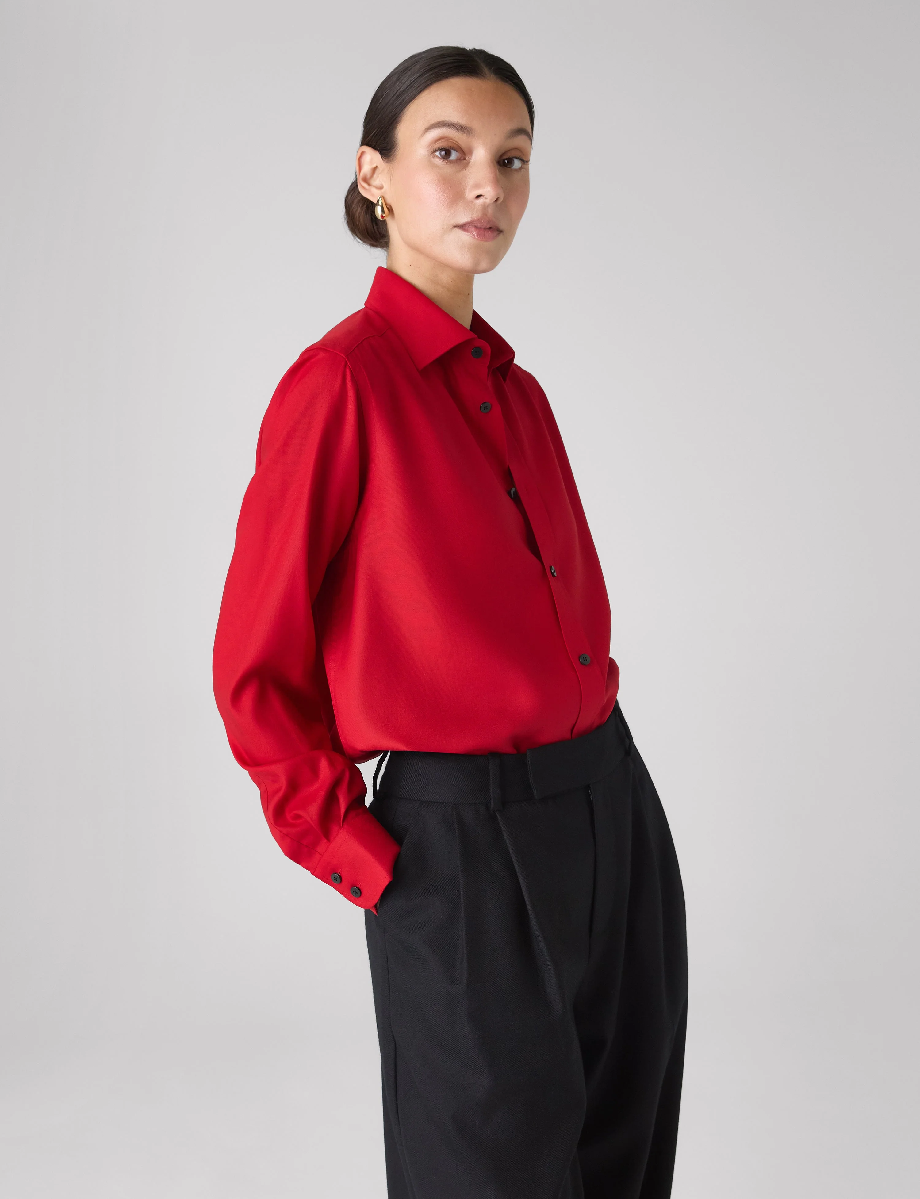 The Boyfriend: TENCEL™ Lyocell, Red - With Nothing Underneath