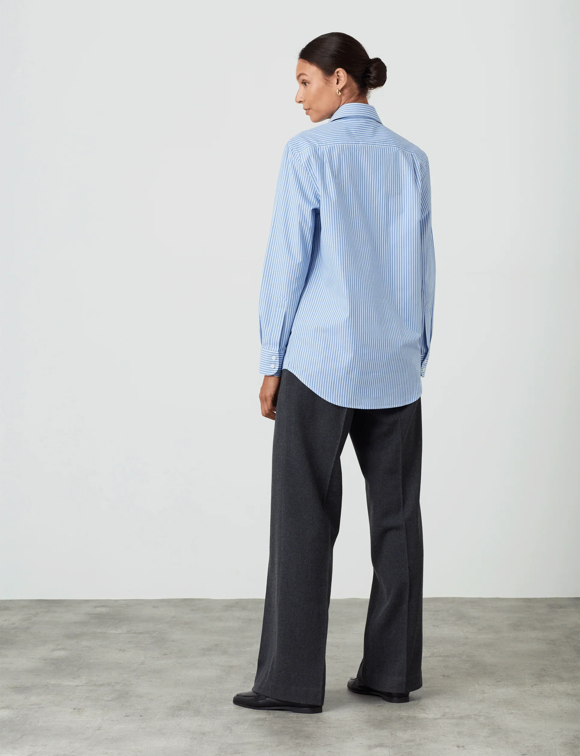 The Boyfriend: Fine Poplin, Inverted Pinstripe - With Nothing Underneath