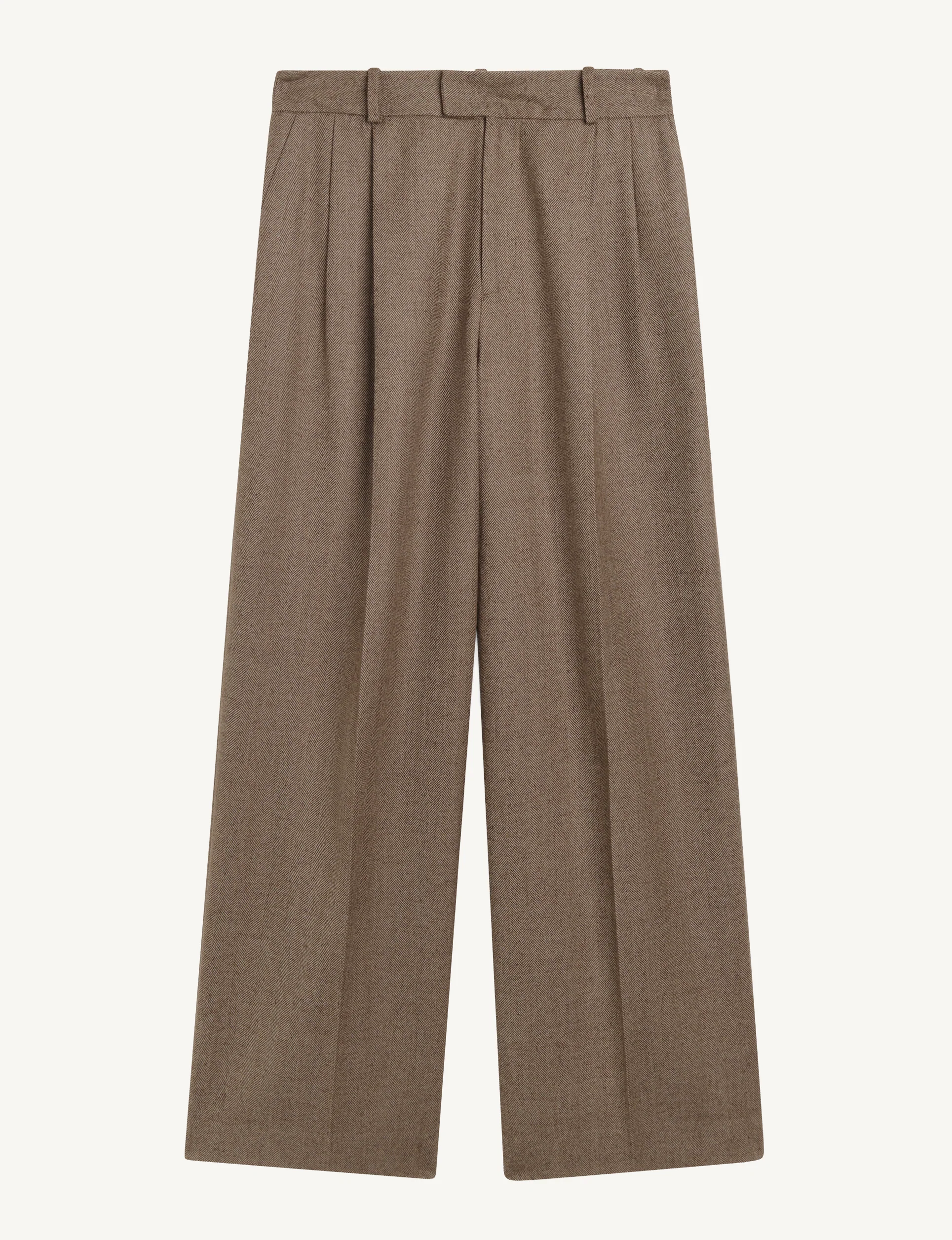 Rampling Trouser: Wool, Coffee Herringbone - With Nothing Underneath