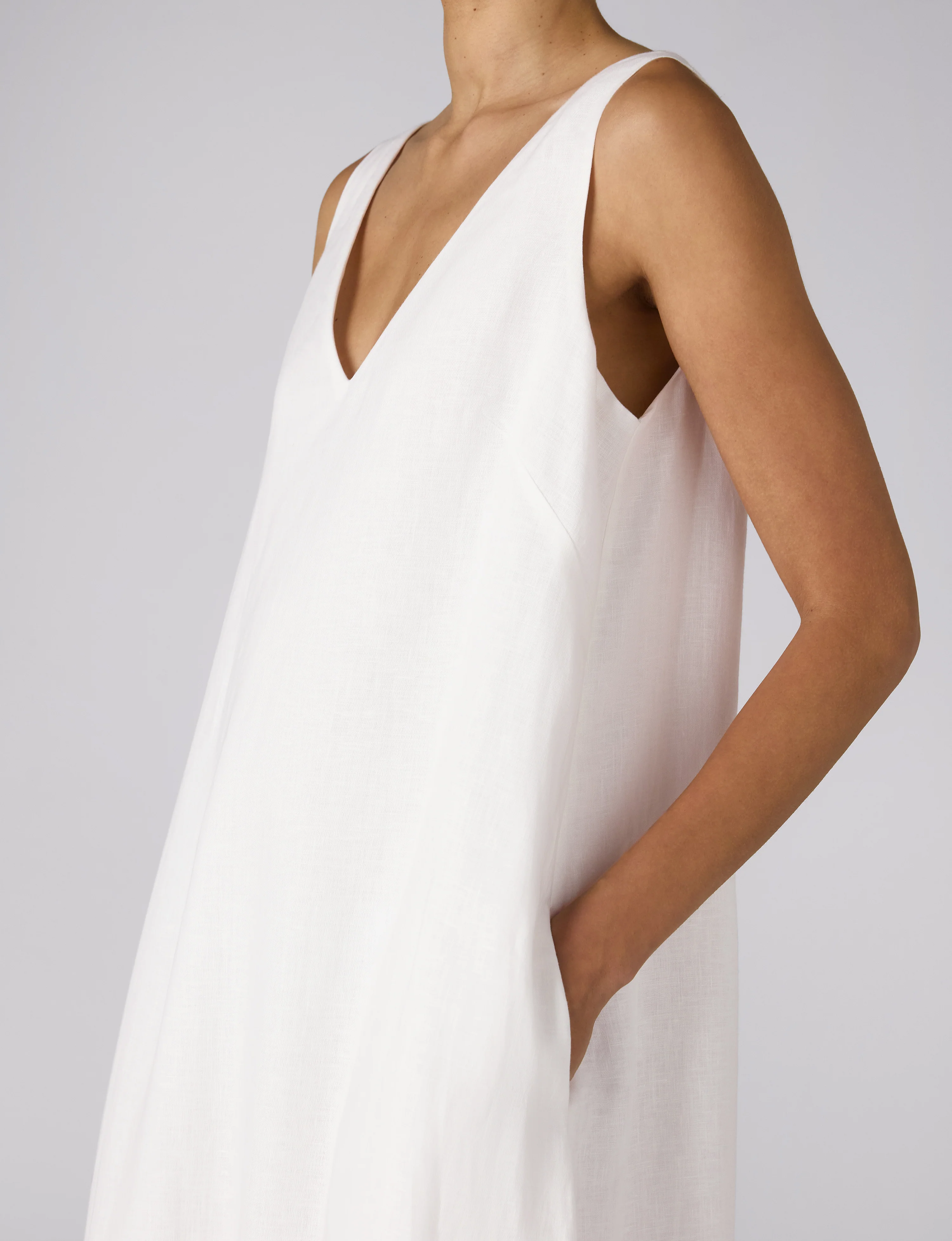 Blenheim Dress: Linen, White - With Nothing Underneath