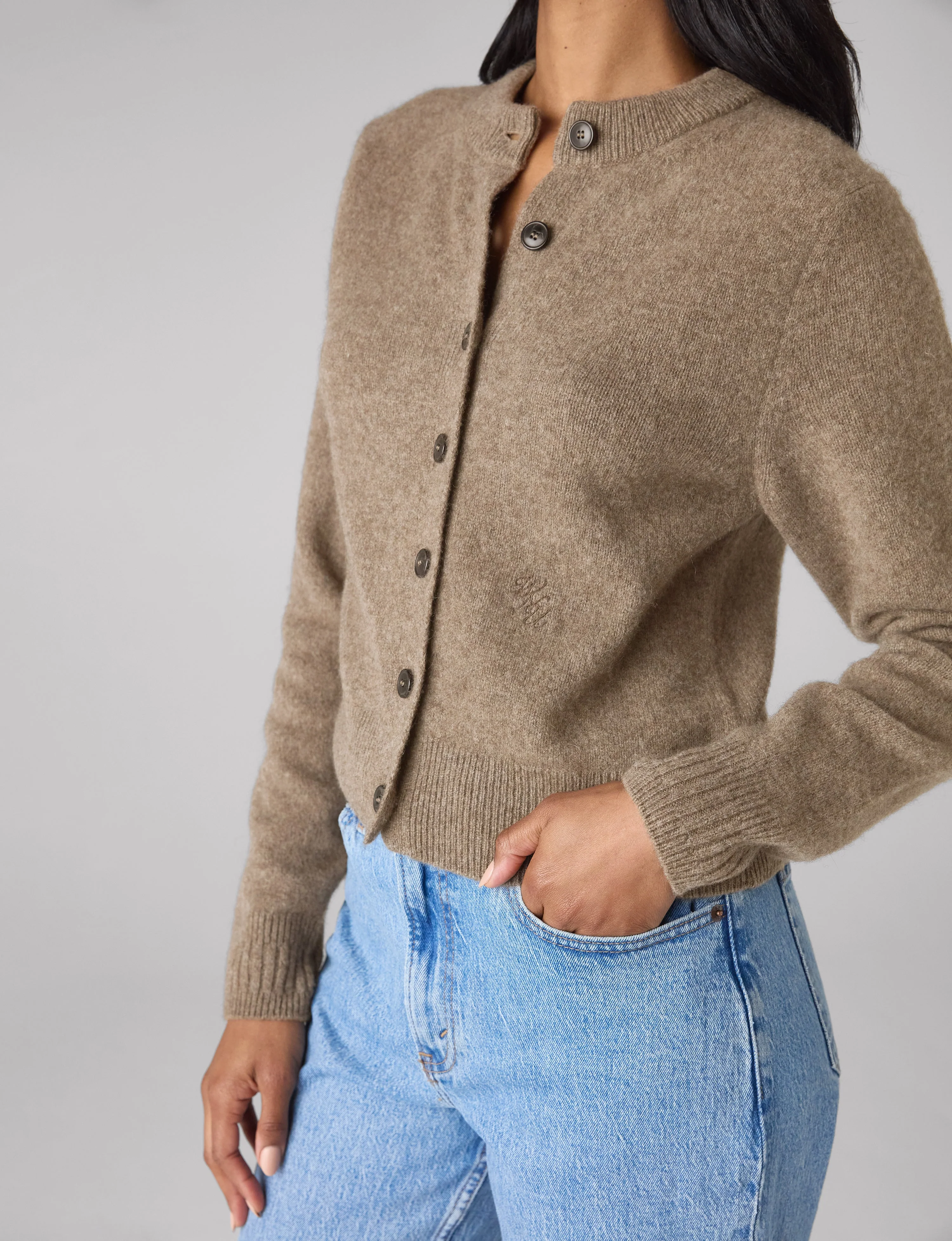 Jura Cardigan: Yak Wool, Coffee - With Nothing Underneath
