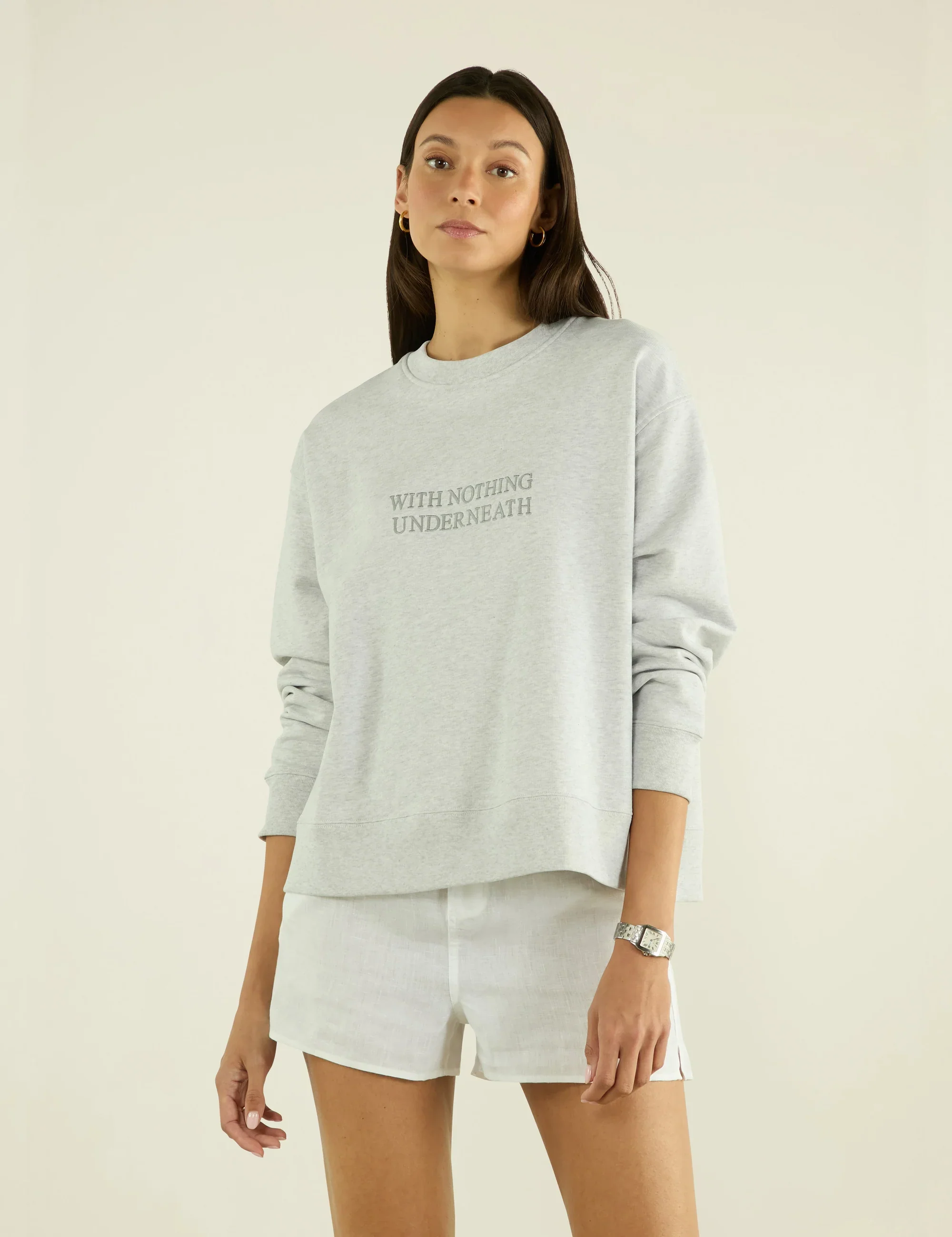 Spencer Sweatshirt: Cotton Jersey, Grey - With Nothing Underneath