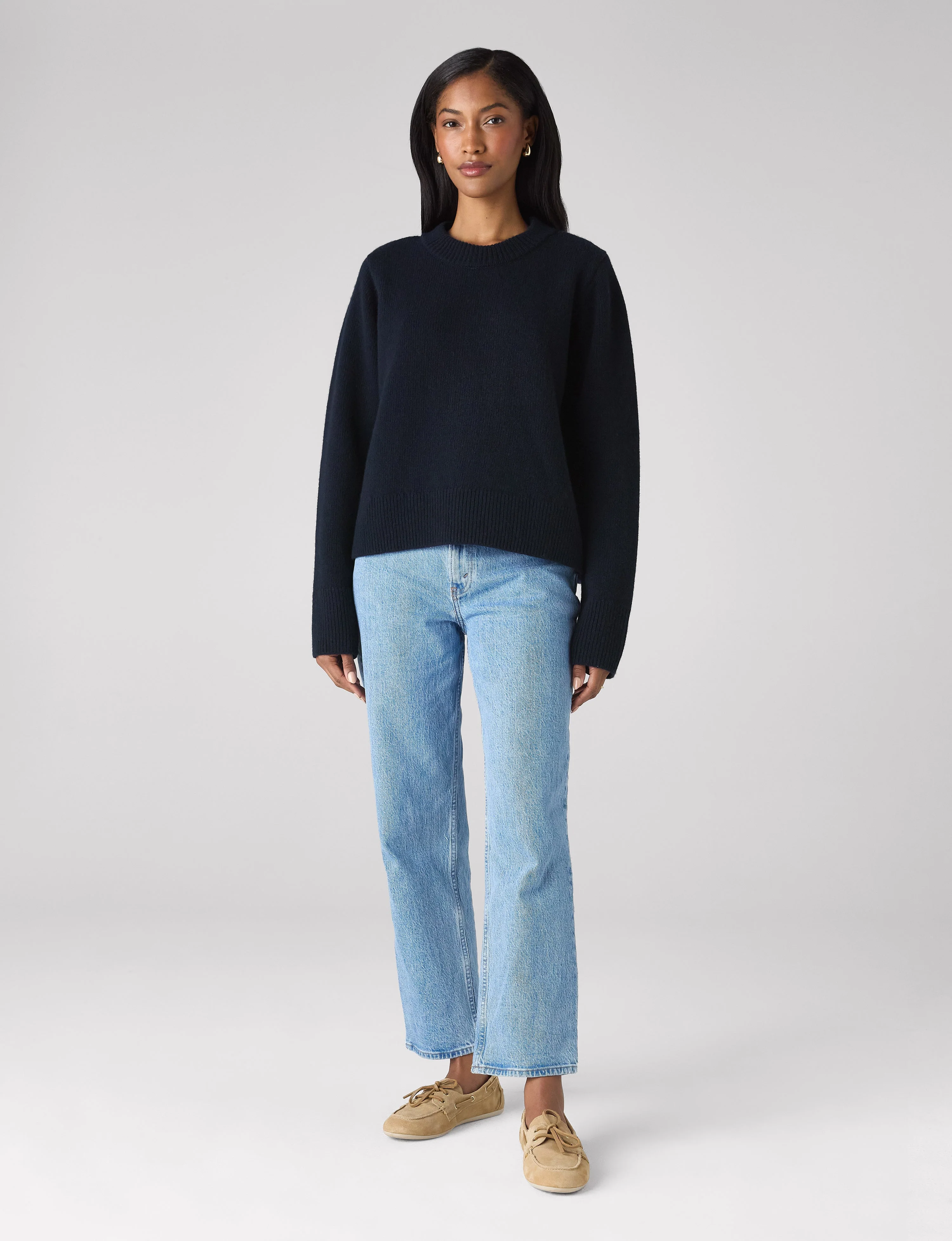 Devon Jumper: Wool, Navy Blue - With Nothing Underneath