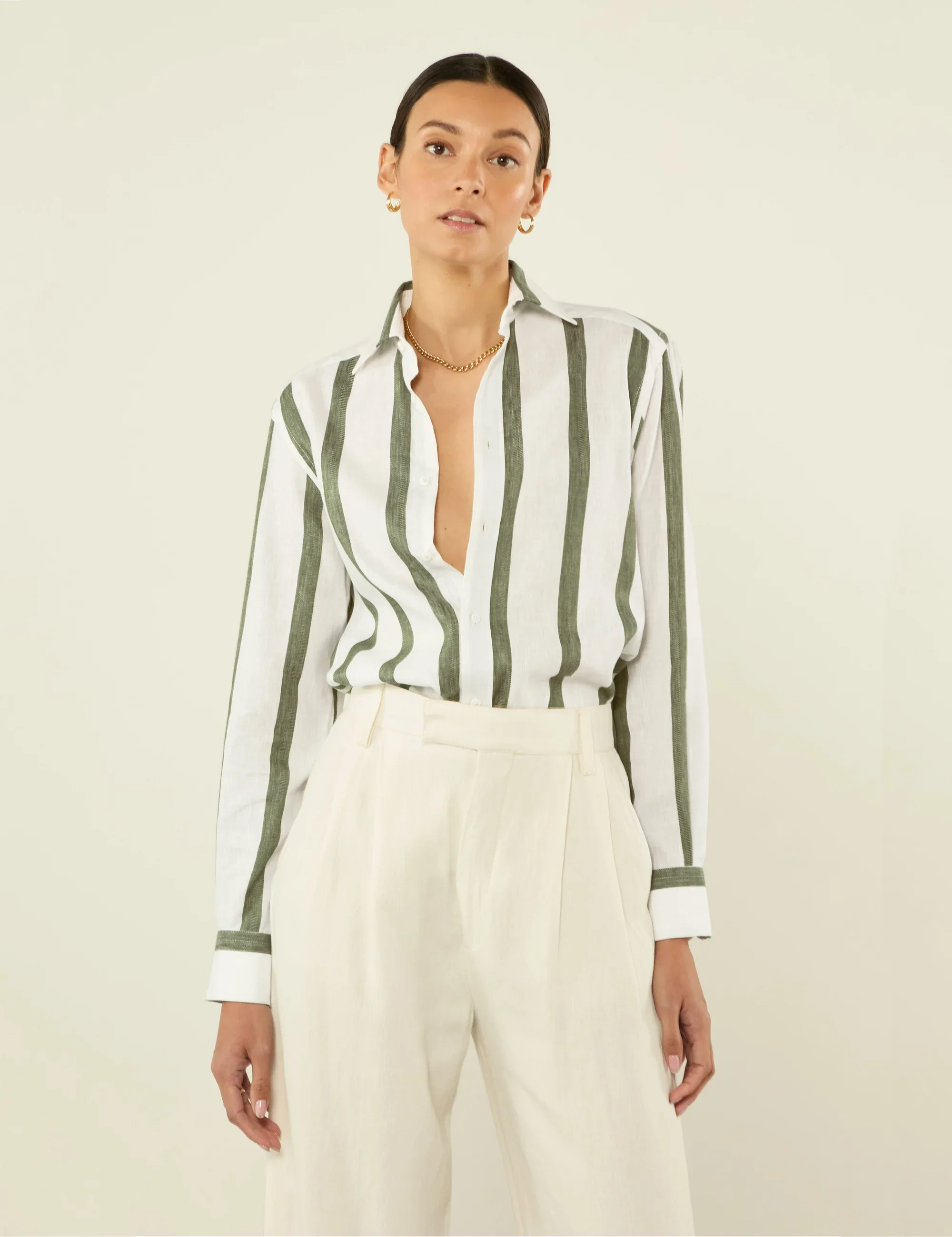 The Boyfriend: Weave, Khaki Stripe - With Nothing Underneath