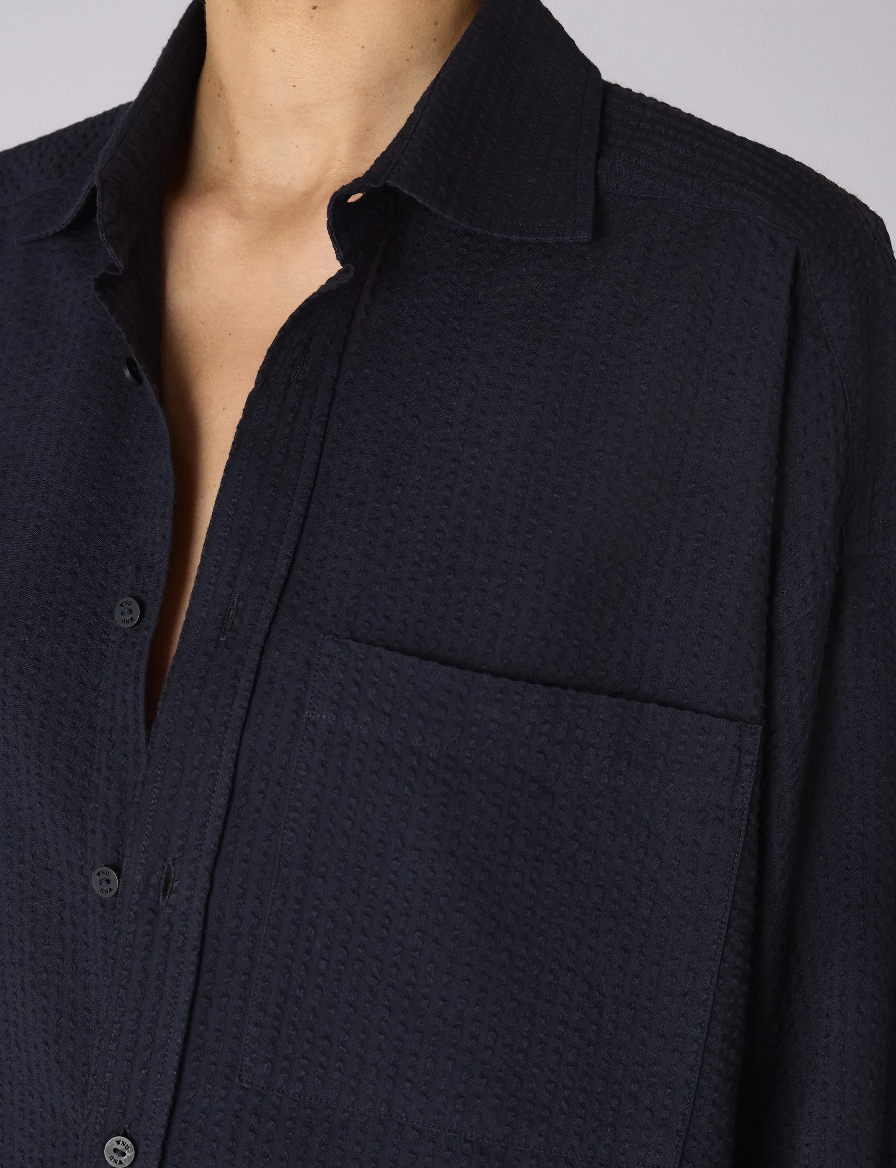 The Weekend: Seersucker, Navy Blue - With Nothing Underneath