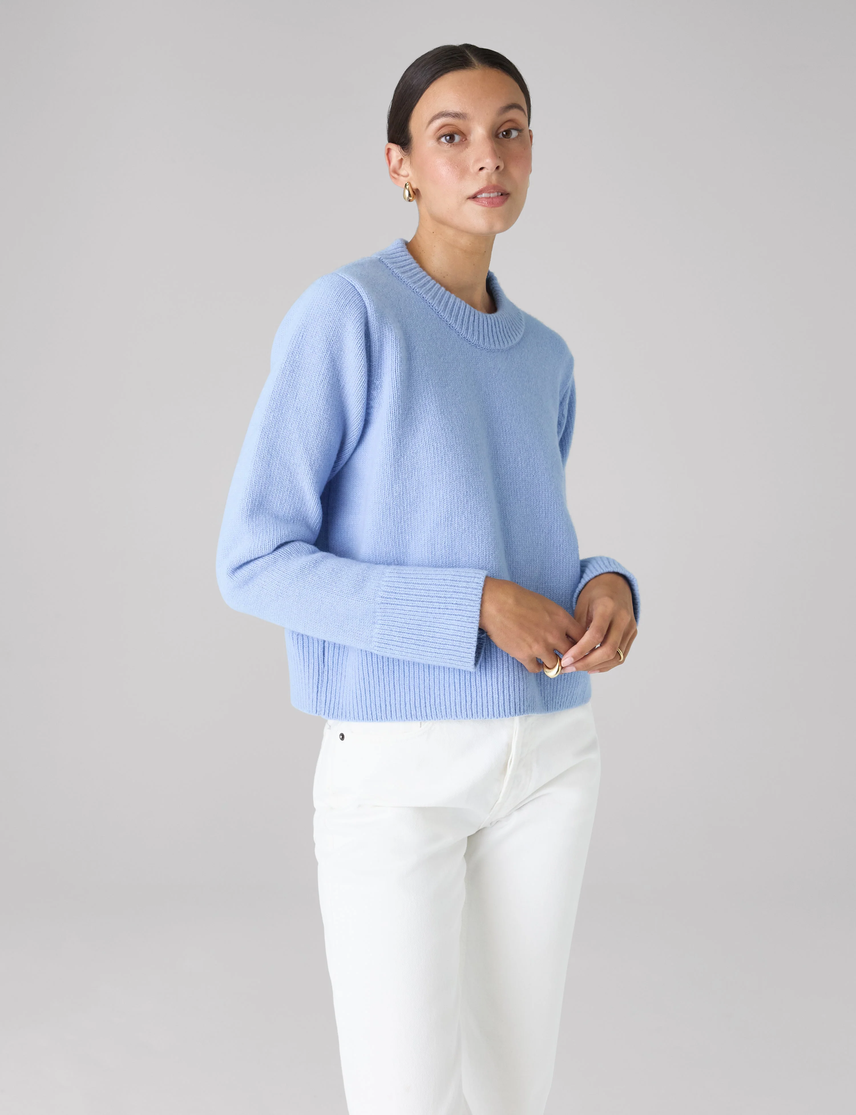 Devon Jumper: Wool, Cornflower Blue - With Nothing Underneath