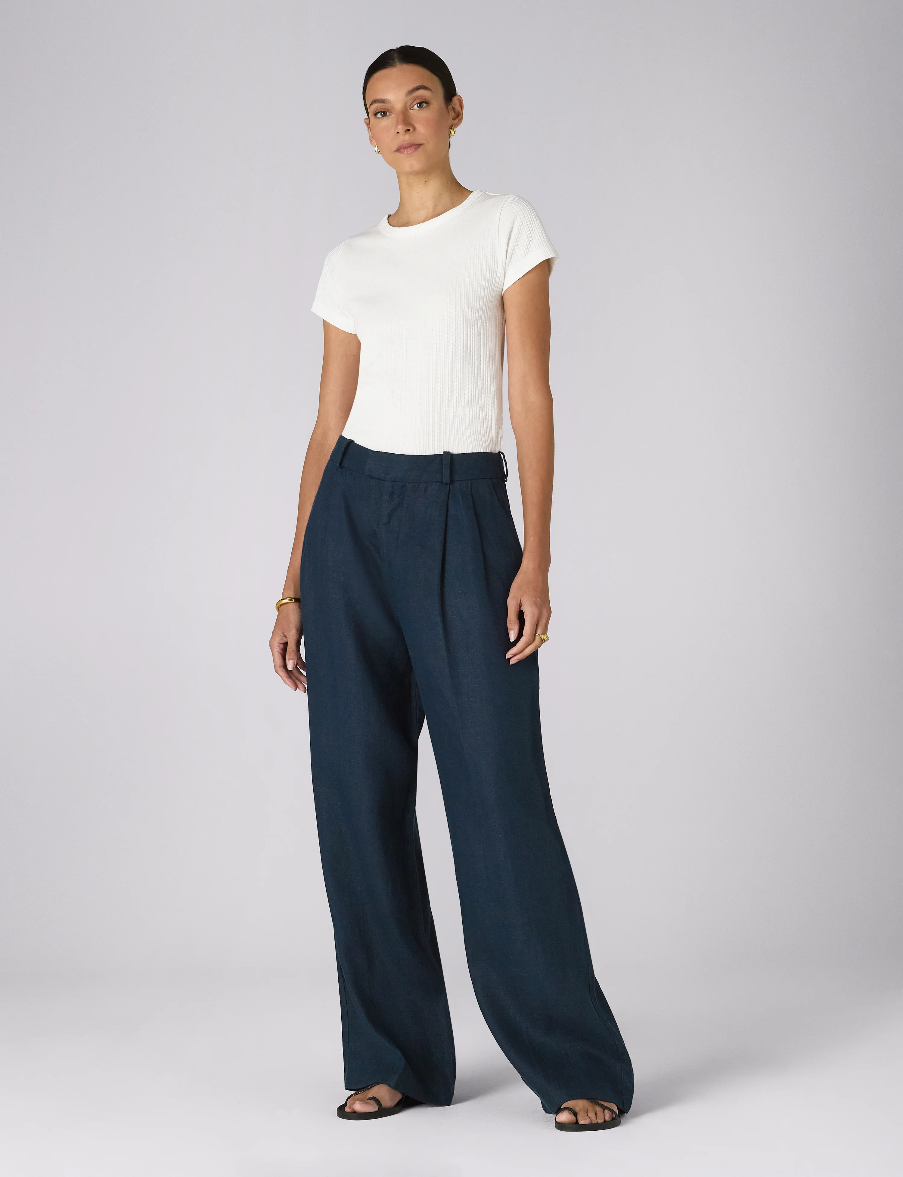 Rampling Trouser: Linen, Navy - With Nothing Underneath