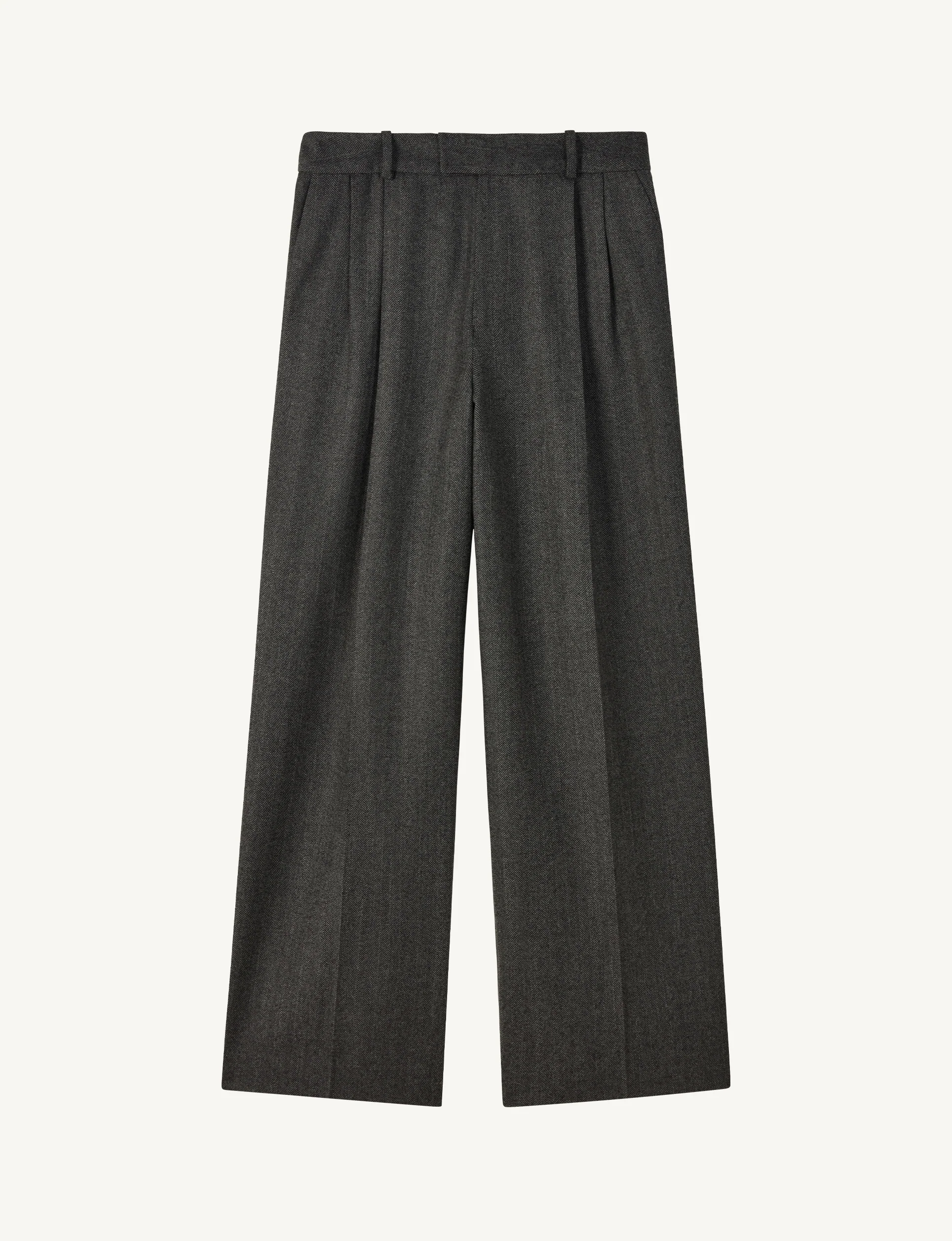 Rampling Trouser: Wool, Grey Herringbone - With Nothing Underneath